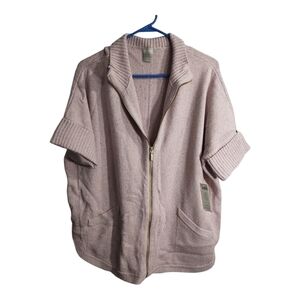 Chicos Soft Zip Front Elbow Sleeve Multicolored Speckles OfficeCasual Cardigan M